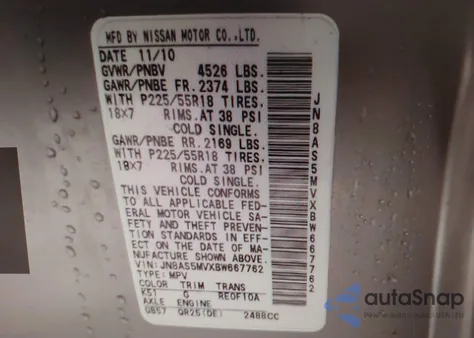 2011 Nissan Rogue Sv from USA, damaged, VIN JN8AS5MVXBW667762
